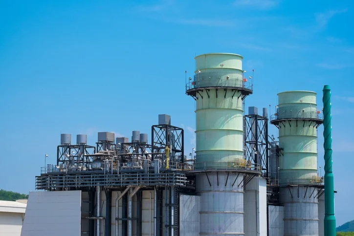 Combine cycle power plant with clear sky.